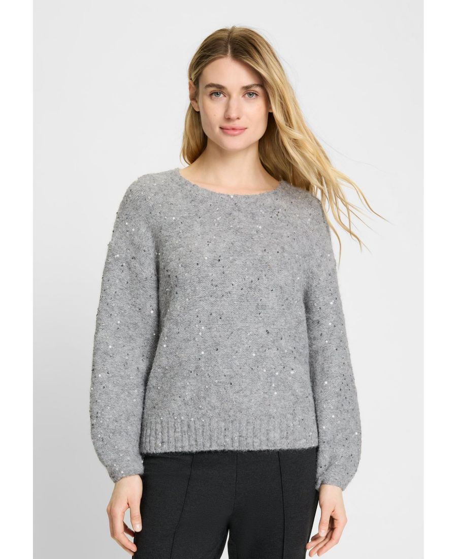 

Женский свитер из букле с вышивкой Olsen, Misty grey melange