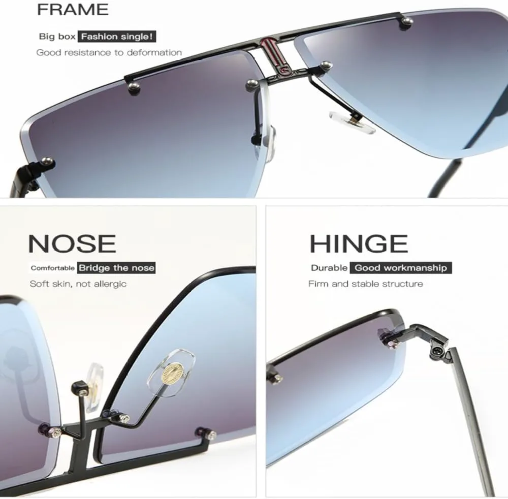 

Квадратные солнцезащитные очки без оправы для мужчин, модные солнцезащитные очки, классические очки для женщин, защита от ультрафиолета UV400 MTZJH, Gold Tea