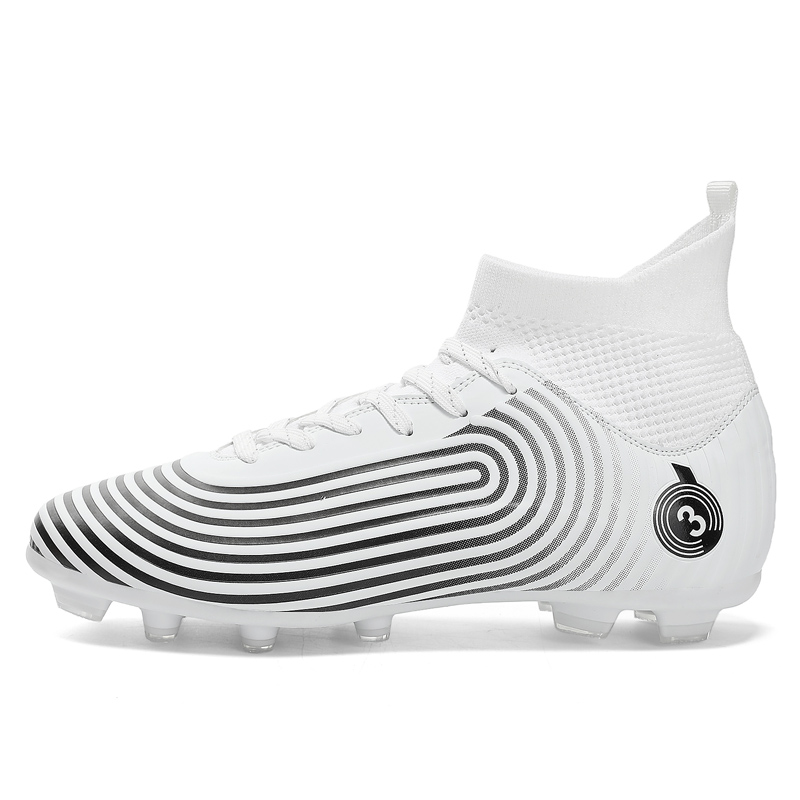 

Футбольные бутсы для детей и подростков с амортизацией, износостойкостью, балансировкой и высоким верхом Peter pan, белый