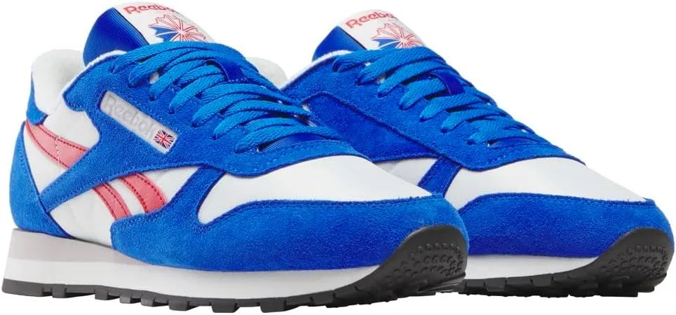 Женские кроссовки Reebok CL Lthr 153954 Amazon Renewed, Chalk Optimum Blue Vector Red — фото 2