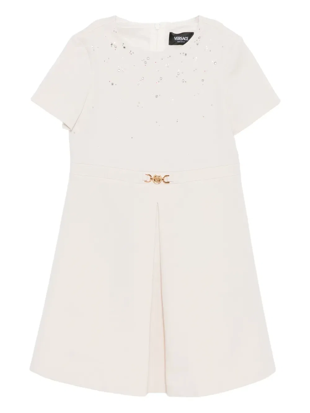 Платье с кристалльной отделкой Versace Kids, бежевый