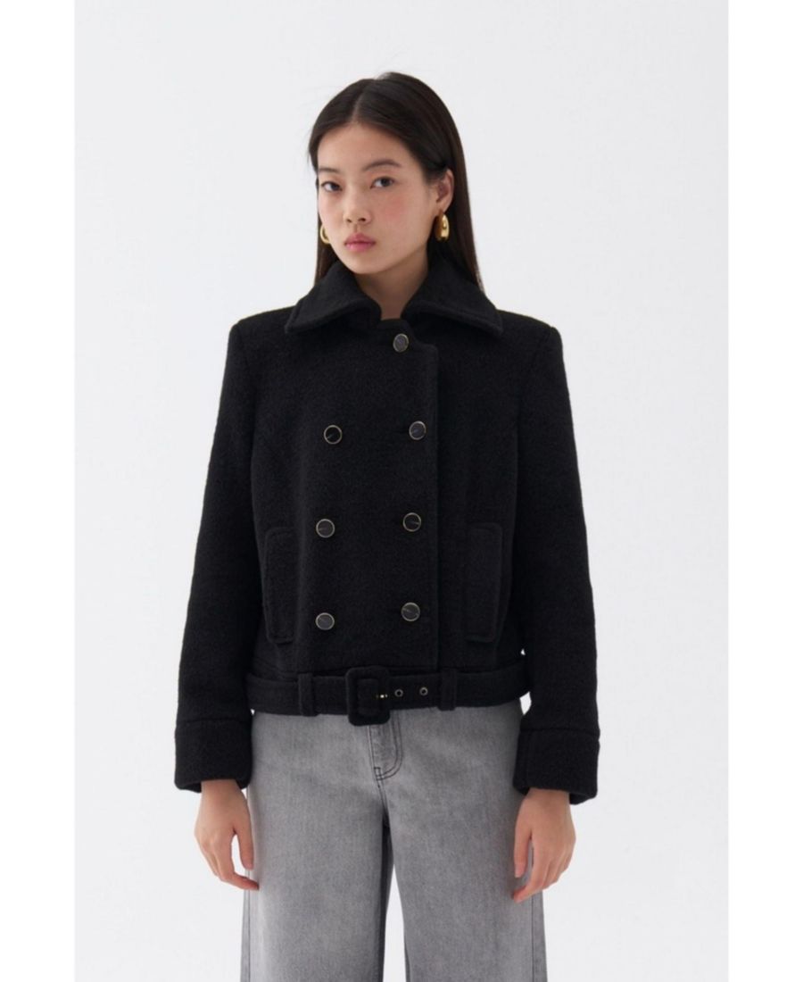 

Женское короткое пальто с подплечниками NOCTURNE, Black