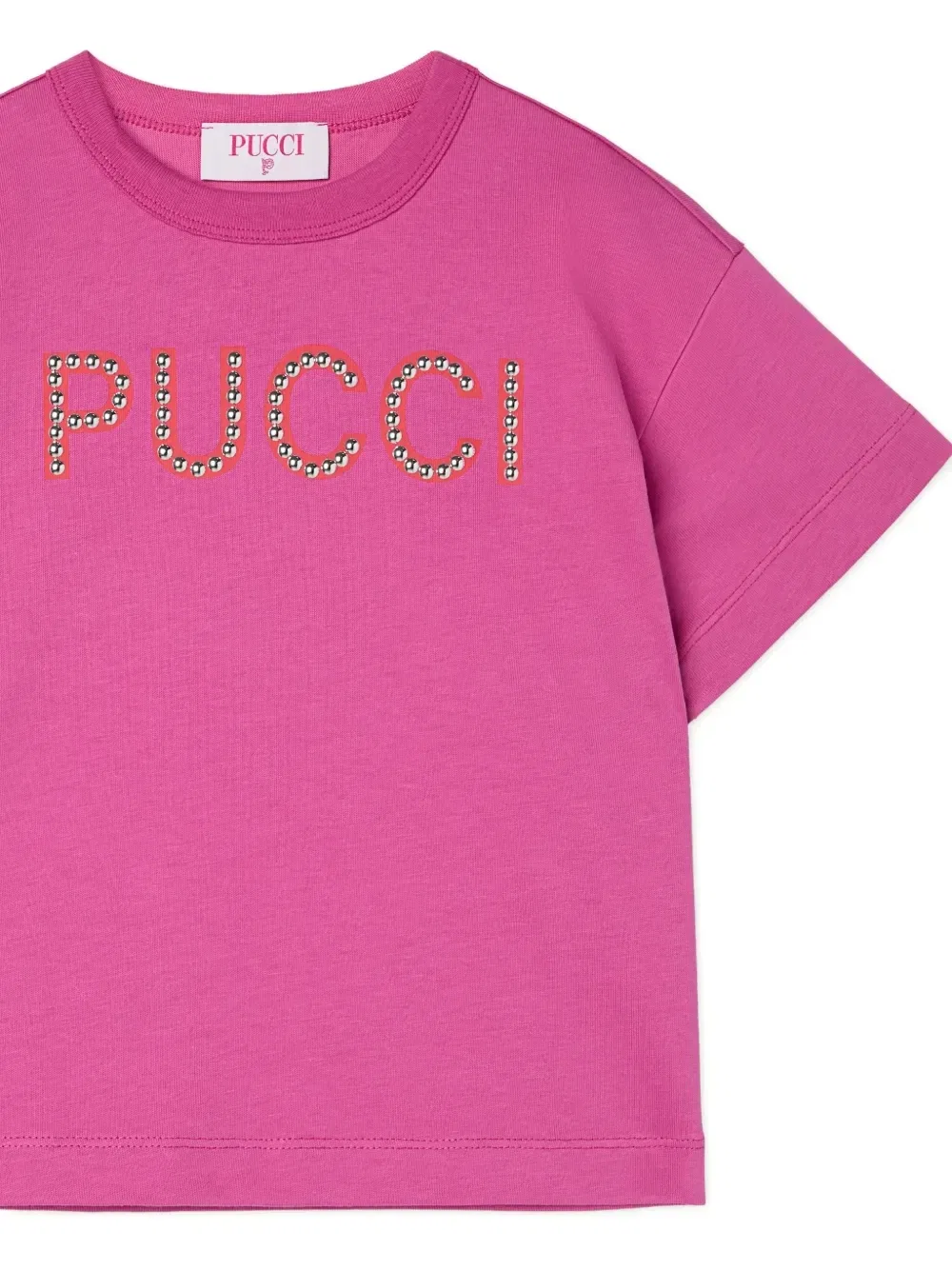 Футболка с логотипом с декором Pucci Junior, розовый — фото 3