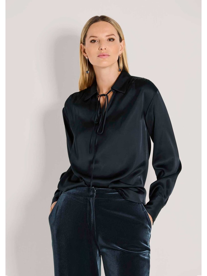 

MADELEINE Элегантная блузка с V-образным вырезом темно-синего цвета