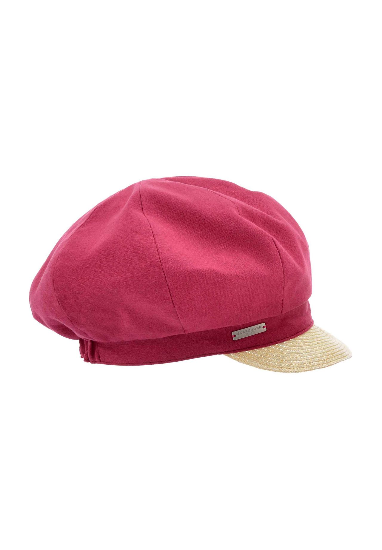 

Кепка газетчика тканевая с козырьком бумажной каймы 55487-0 SEEBERGER, цвет Fuchsia/leinen
