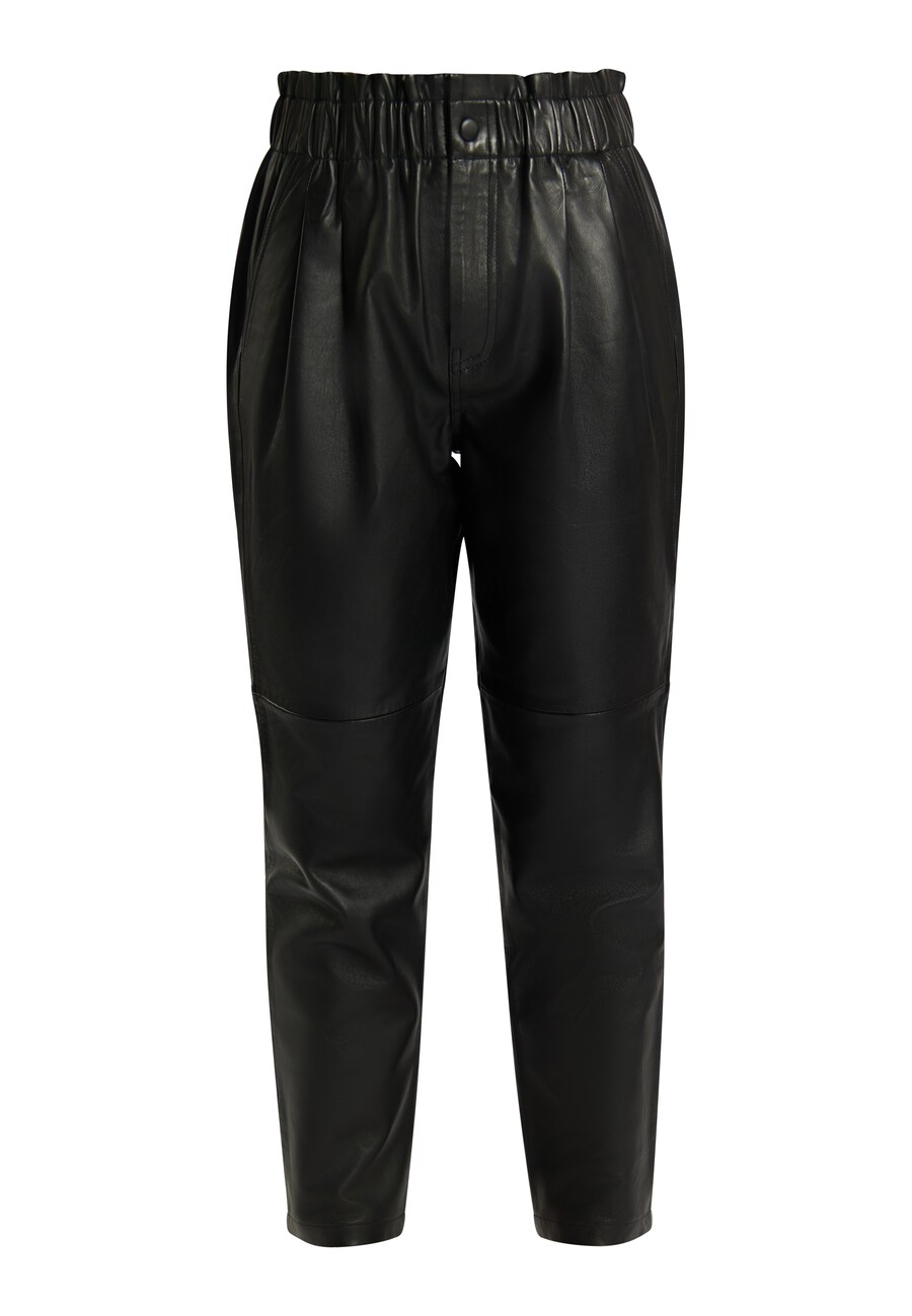 

Кожаные штаны DreiMaster Vintage Tapered Pleat-Front Pants Incus, черный