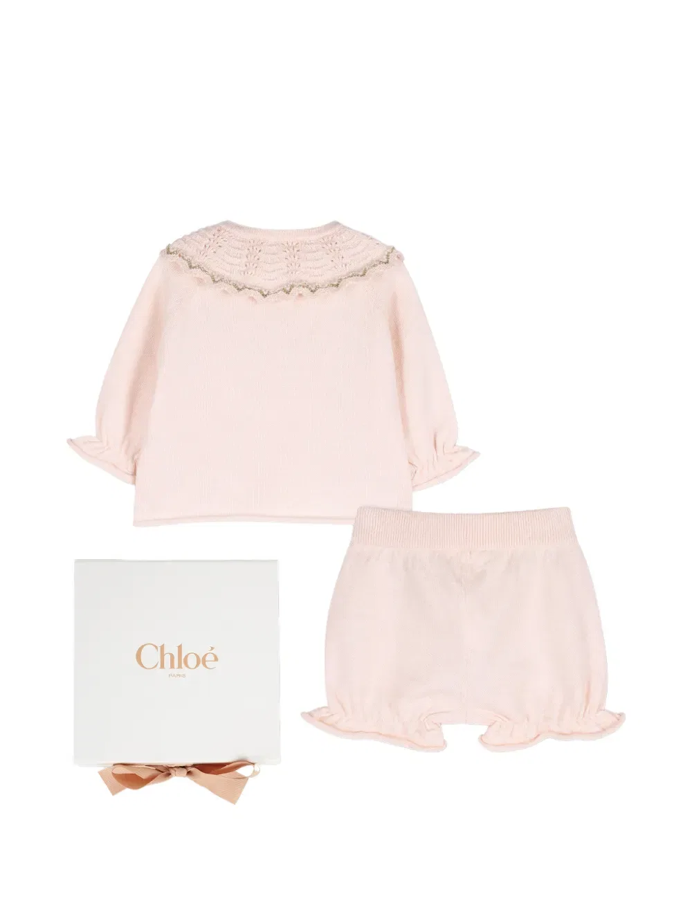 Вязаный комплект с оборками Chloe Kids, розовый — фото 2