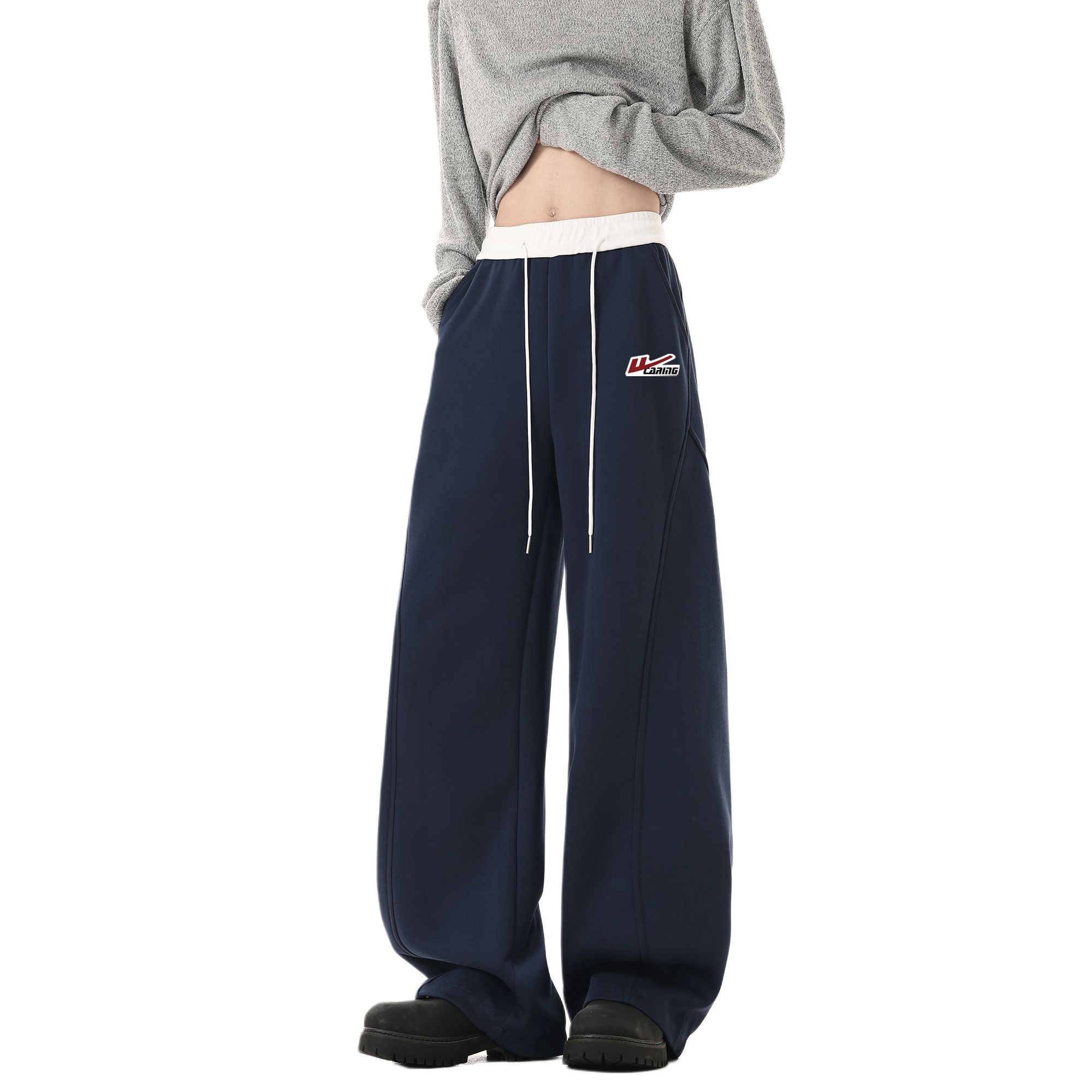 

Открытые улыбающиеся вязаные спортивные штаны Unisex WARRIOR, темно-синий (diy badge)