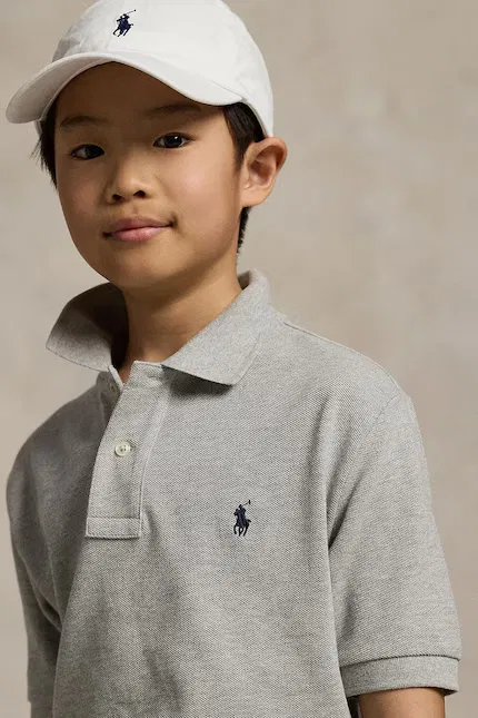 Поло детское хлопковое Polo Ralph Lauren, серый — фото 4