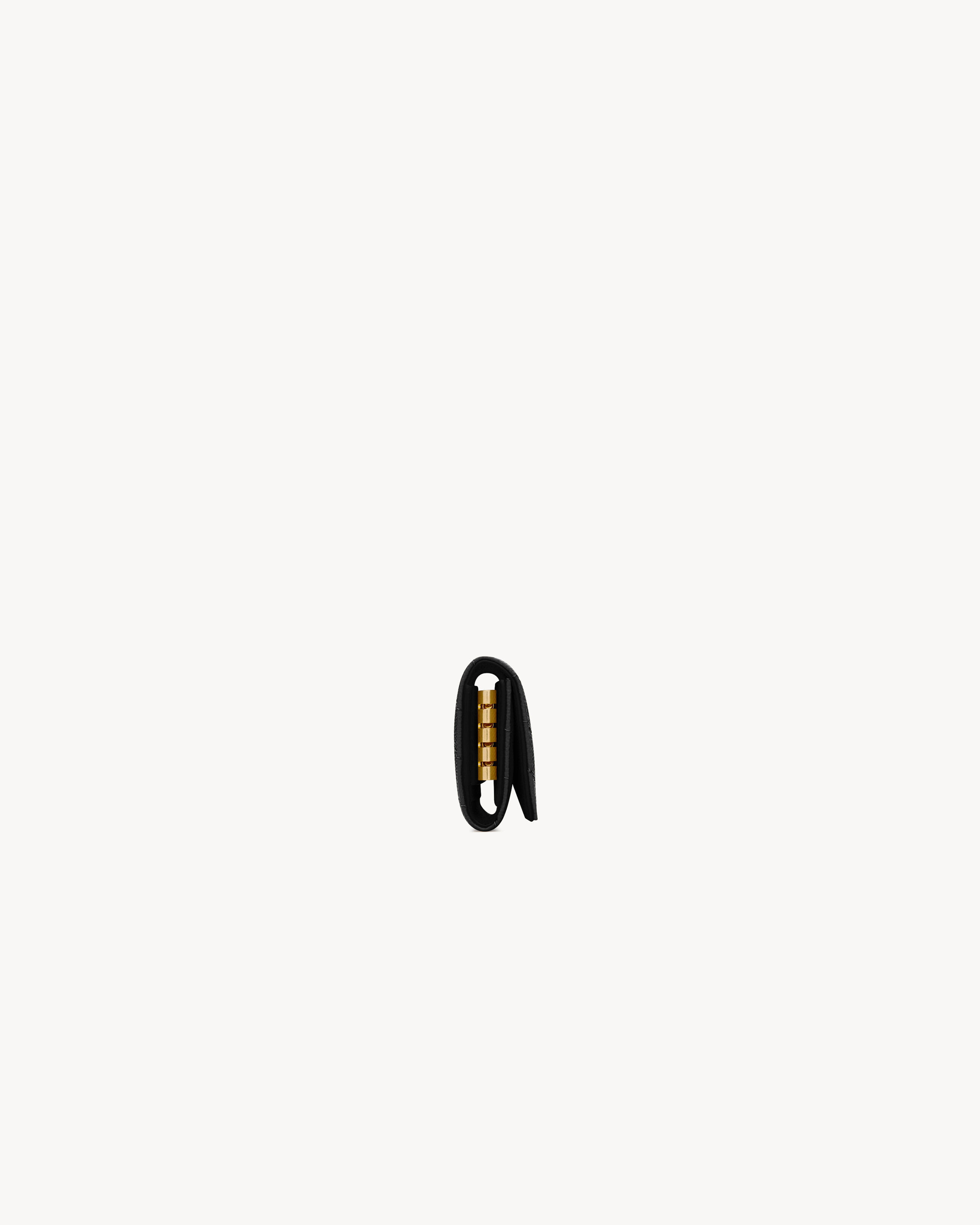 Компактный футляр для ключей Cassandre из кожи Grain de Poudre SAINT LAURENT, черный — фото 3