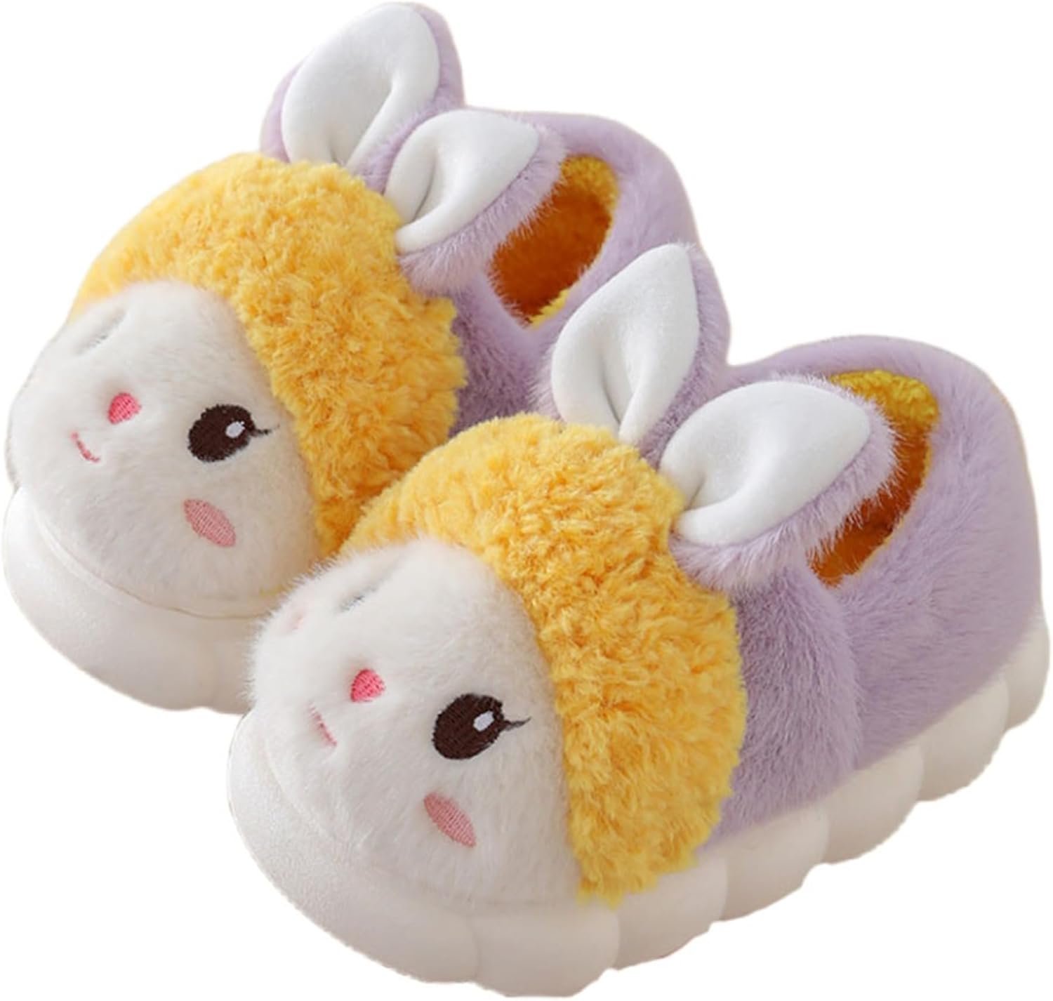 

CZQAGCL Тапочки с животными для женщин Милые тапочки с кроликами Мягкие теплые зимние домашние плюшевые хлопковые тапочки Хлопковая обувь, желтый
