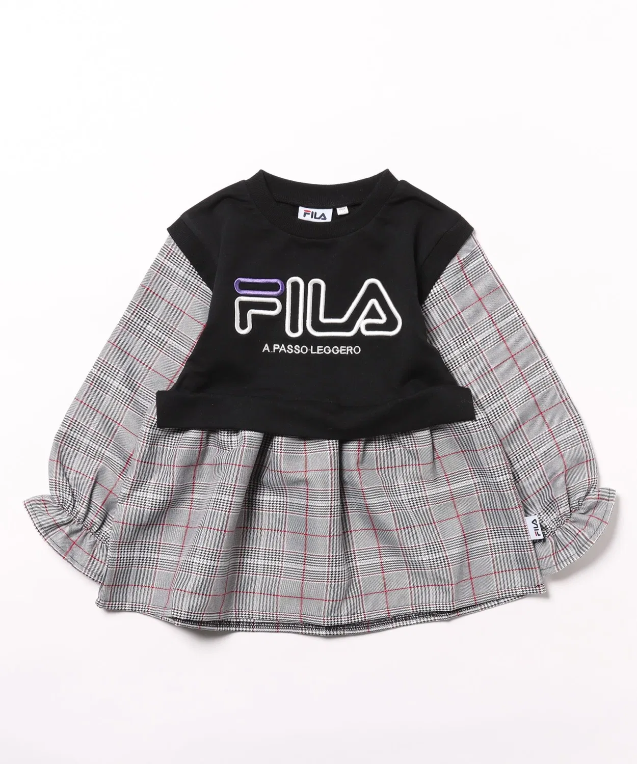 Толстовка FILA с имитацией слоёв для девочек, чёрная