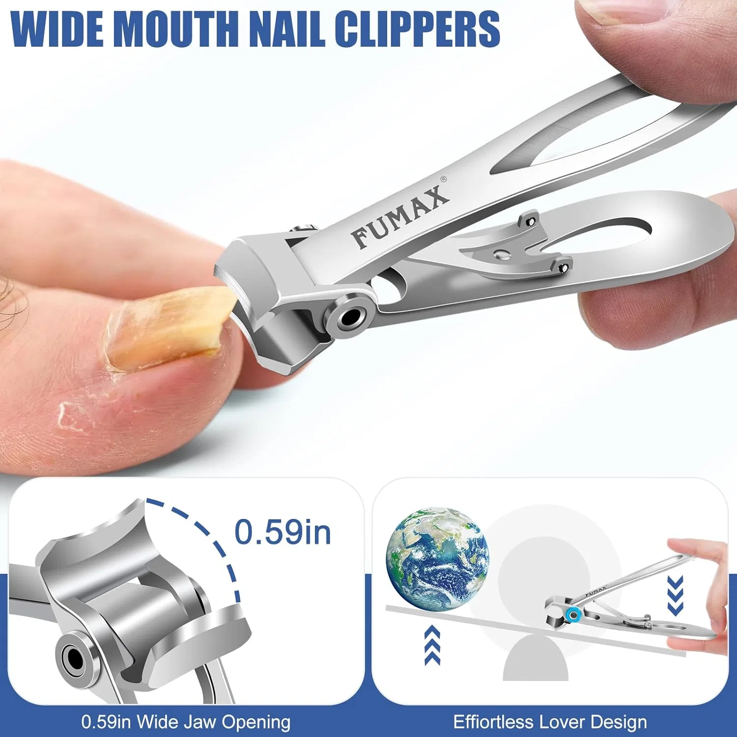 Набор кусачек для толстых ногтей с широким раскрытием Fumax, Nail Clippers Set — фото 3