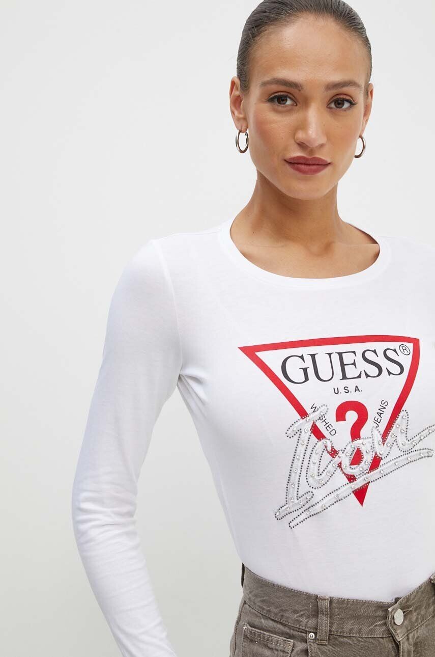

Топ Guess с длинными рукавами из хлопка ICON, белый