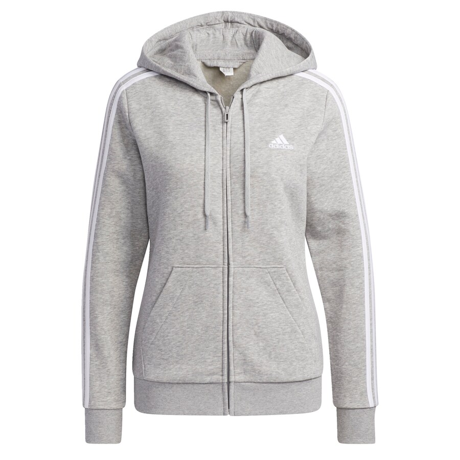 

Свитер с капюшоном на молнии ADIDAS SPORTSWEAR Athletic Zip-Up Hoodie Essentials Fleece 3-Stripes, серый