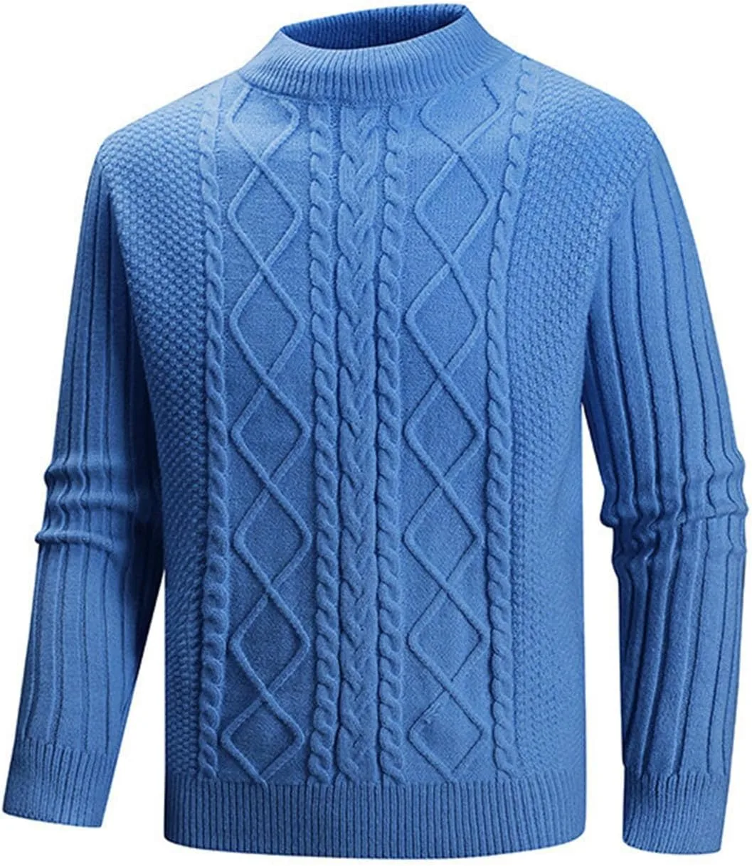 

Мужской свитер с узором "косичка" и рифленой вязкой, Slim Fit, легкий