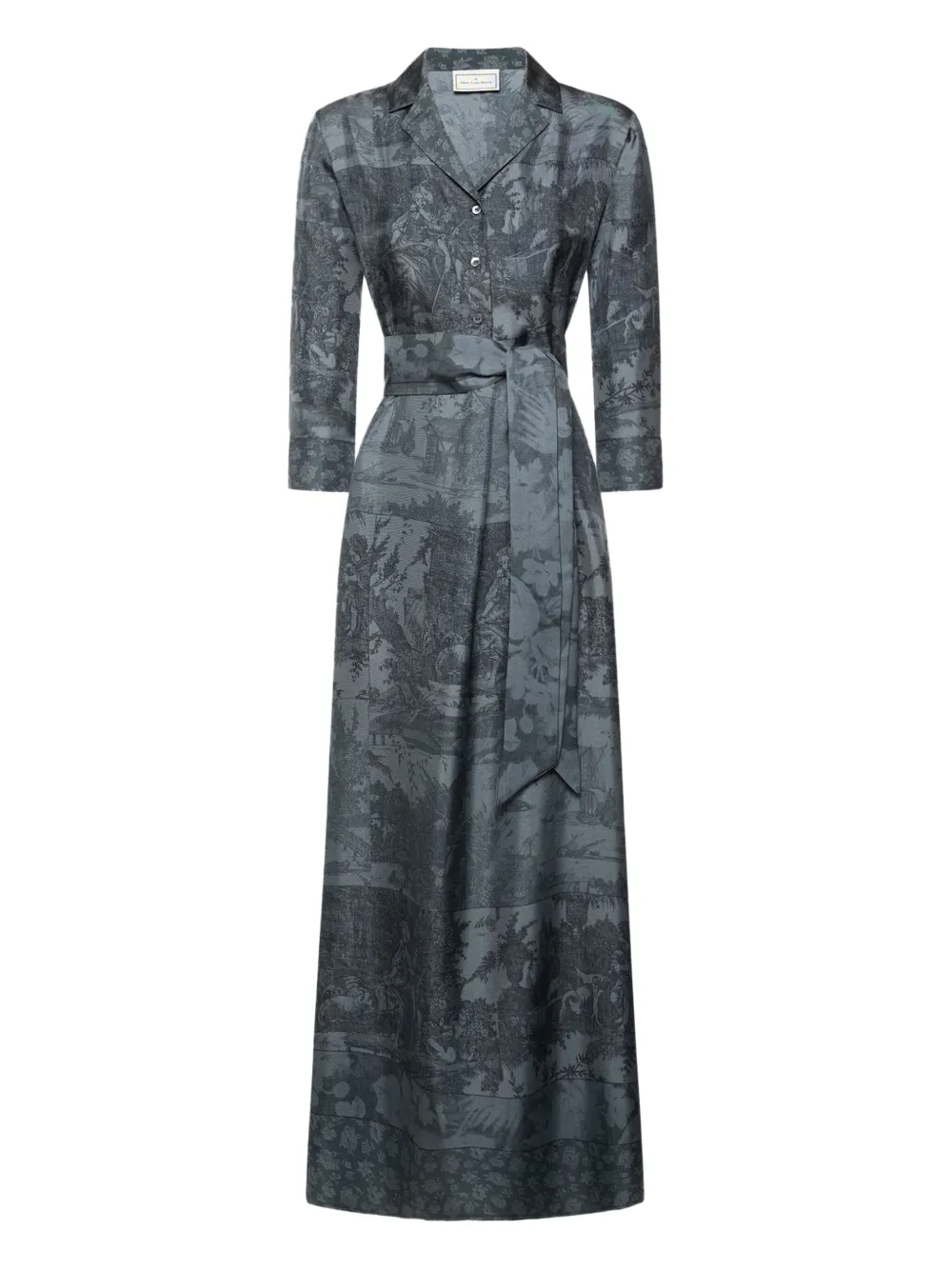 

Макси-платье с поясом и принтом "пейзаж" Pierre-Louis Mascia, синий