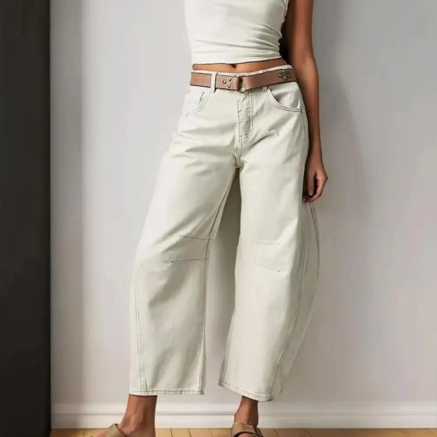 Джинсы широкие прямые Women's Corduroy Pants, белый — фото 2