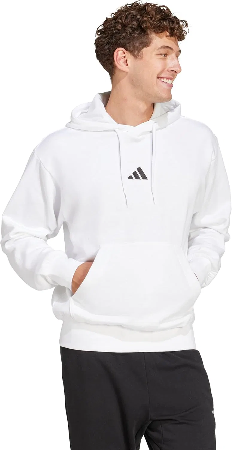 Флисовая худи adidas Essentials Feelcozy, белый/черный — фото 2