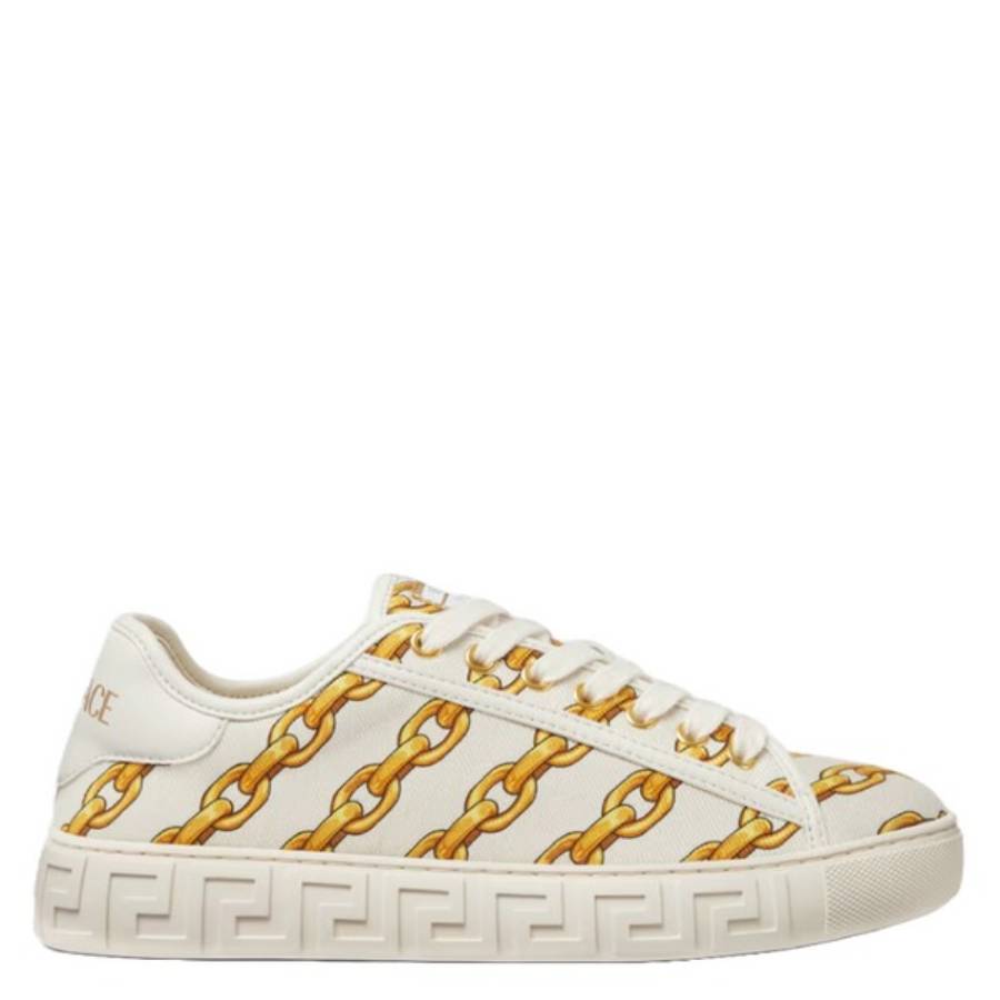 Кроссовки Versace Chain Stripes Greca, фарфоровый белый/мультиколор