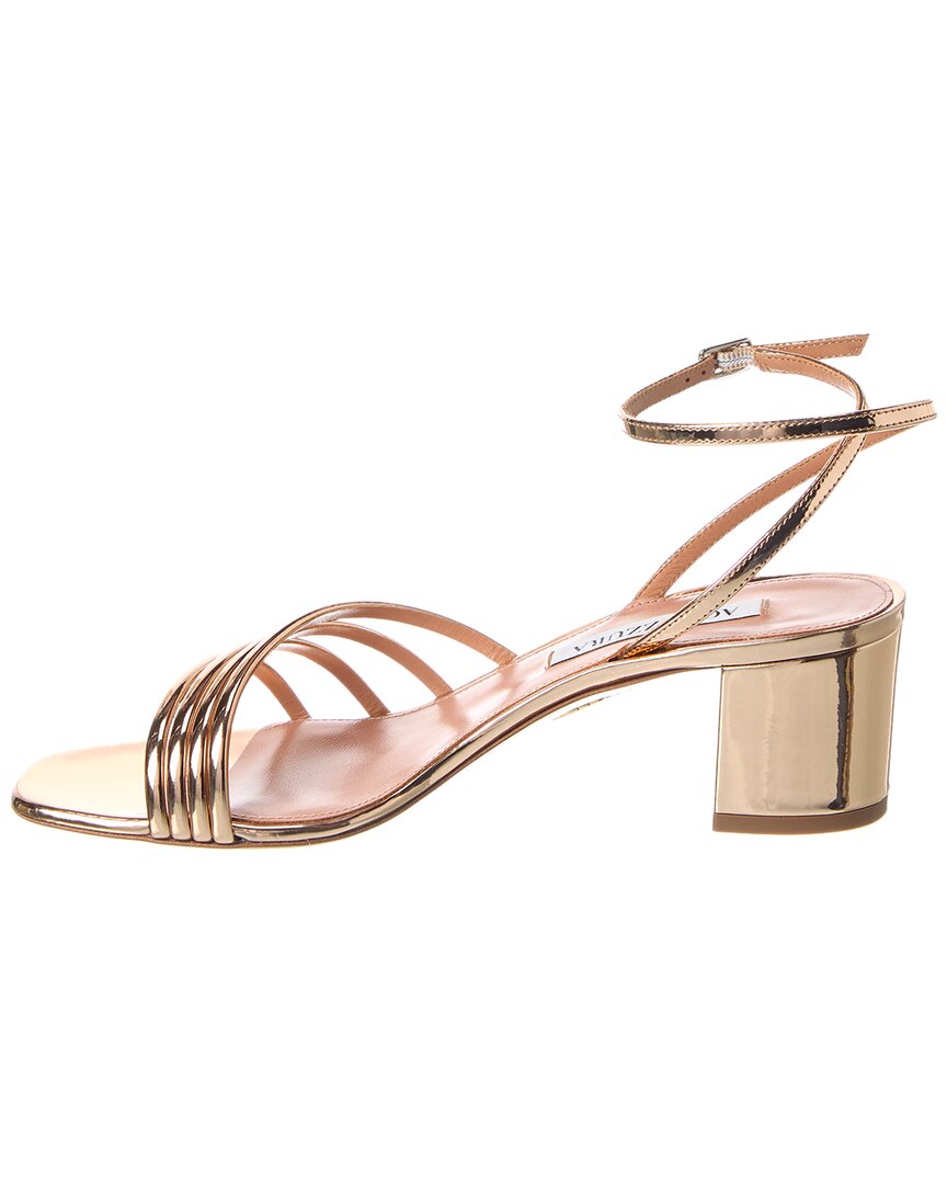 Aquazzura Leather Sandal, золотой — фото 2