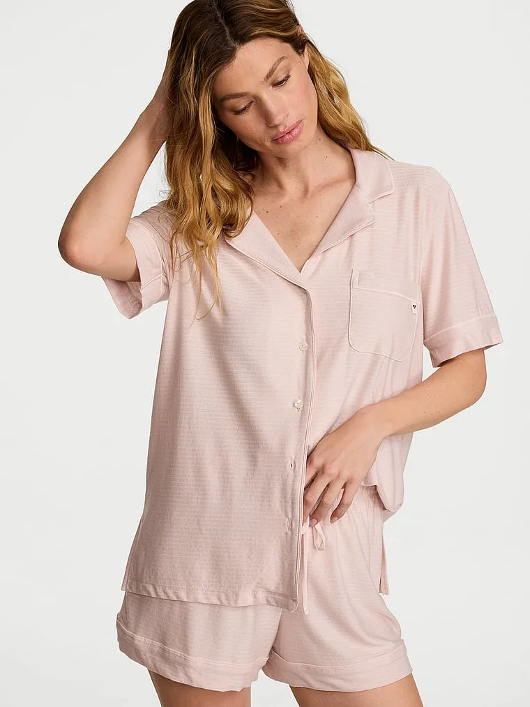 Комплект короткой пижамы из мягкого модала Victoria'S Secret, Prints & Solids Sheer Blush Shimmer Stripes