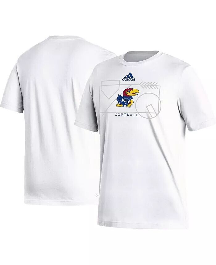 

Мужская белая футболка Kansas Jayhawks Locker Lines Softball Fresh Adidas, белый