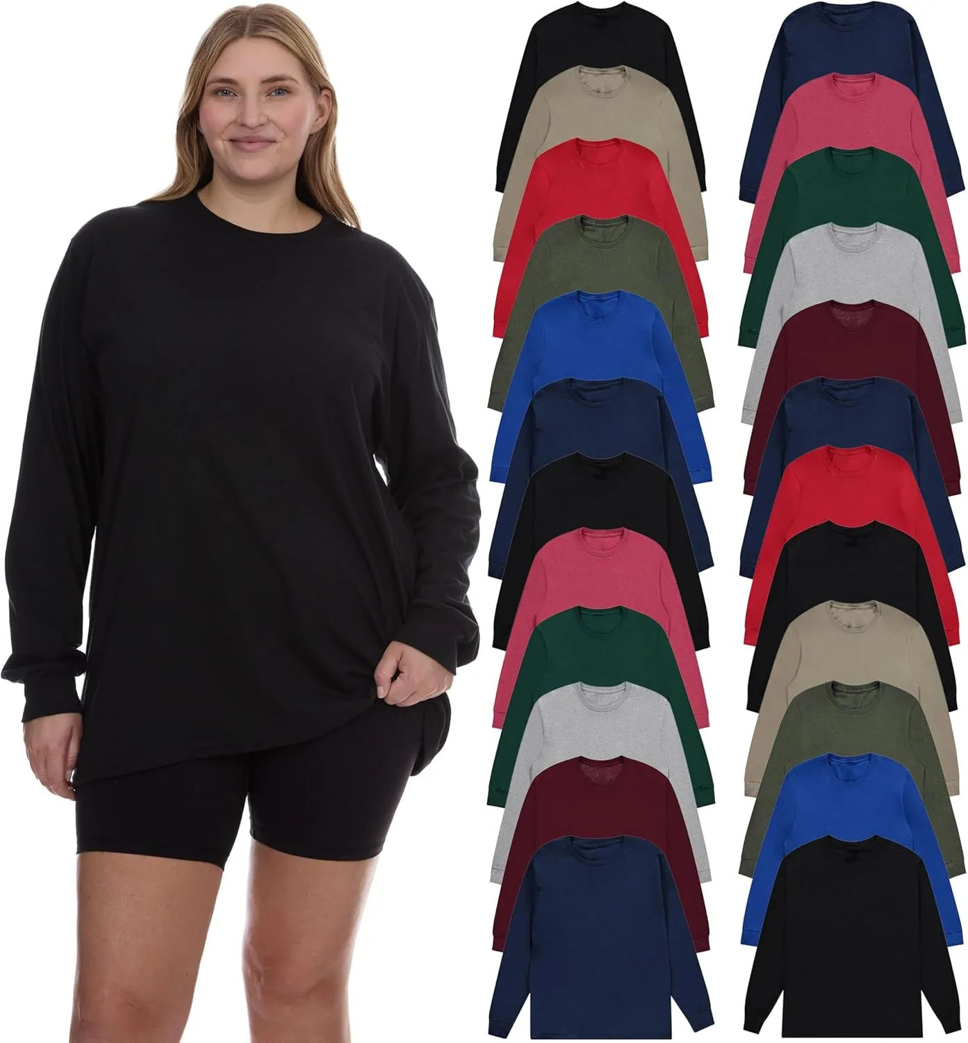 

BILLIONHATS Женская футболка с длинным рукавом, оверсайз, плюс сайз