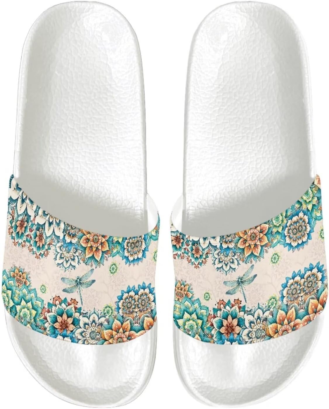 

Женские повседневные сандалии слайд, удобная мягкая подошва, противоскользящие, открытый носок, плоские сандалии из ЭВА Judentidos, Mandala Dragonfly