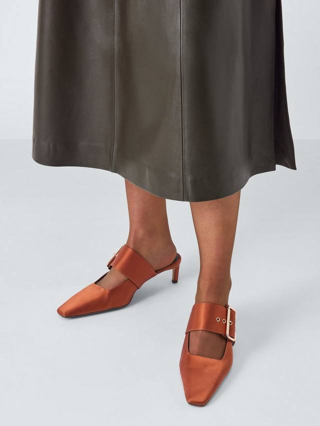 Canary Satin туфли-лодочки с большой пряжкой John Lewis, Copper Brown — фото 2