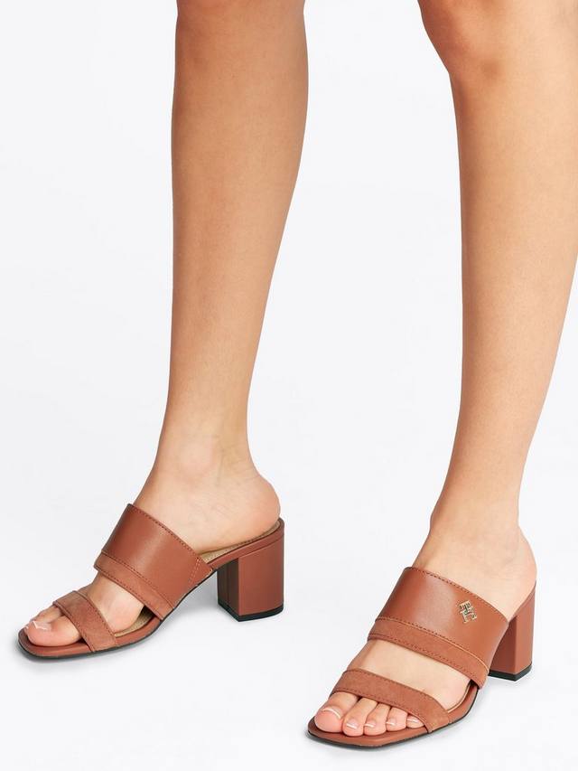 Кожаные и замшевые мюлены на квадратном каблуке Tommy Hilfiger, Cinnamon Bark — фото 2