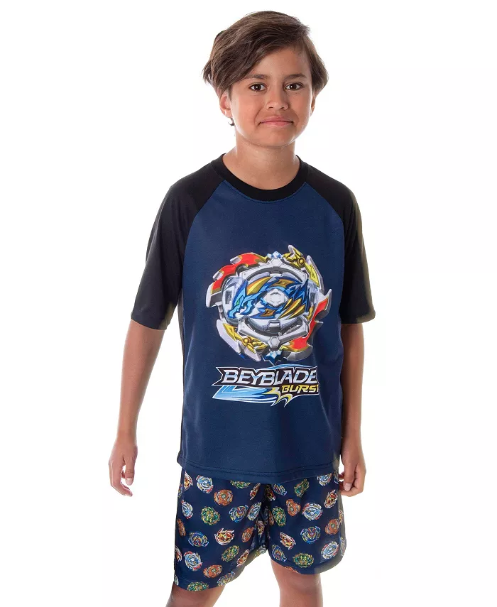 

Комплект пижамы для мальчиков Burst Boys Spinner Tops, шорты и футболка Beyblade, синий