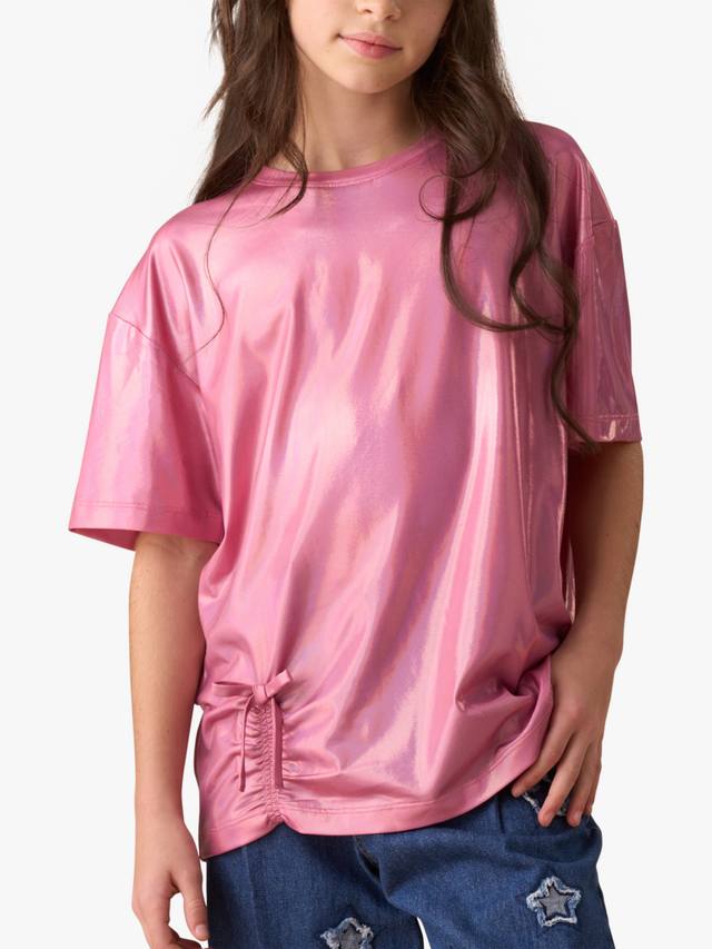 

Детский топ с короткими рукавами из металлизированного джерси Angel & Rocket, Pink