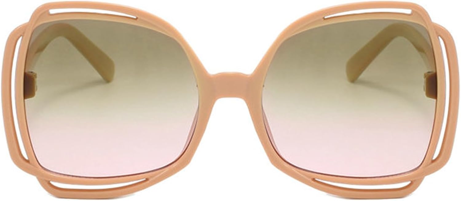 

Willochra Модные солнцезащитные очки большого размера для женщин, дизайнерские ретро-очки квадратной формы с градиентным переходом цвета, женские очки в двойной крупной оправе, C5