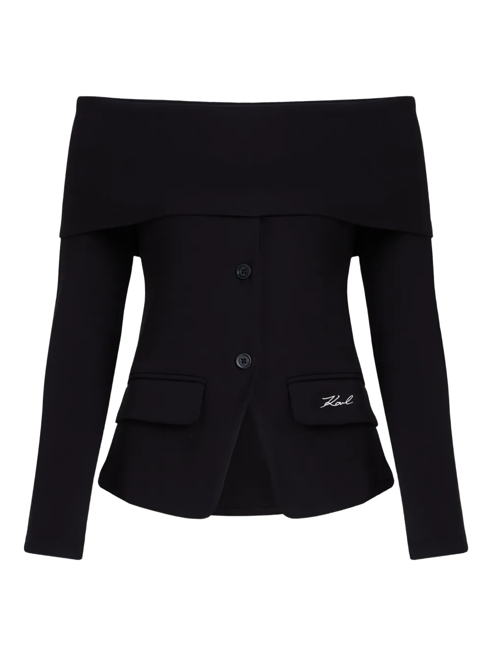 

Топ с открытыми плечами KARL LAGERFELD, черный