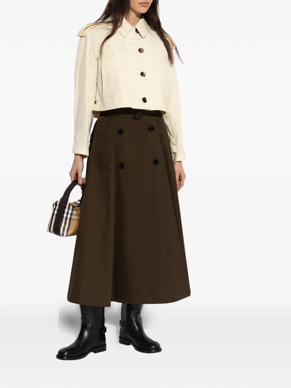 Укороченный жакет Burberry, бежевый — фото 2