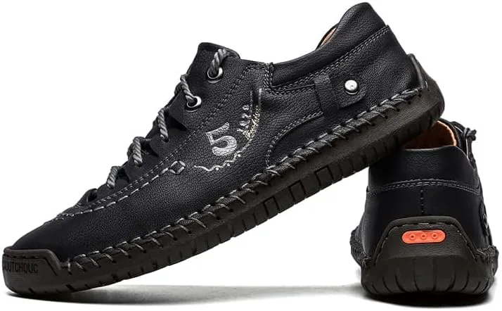 

Мужские кожаные повседневные туфли-слипоны, мокасины, ручная работа, уличная обувь, мужские шнурки, лоферы, обувь для ходьбы и вождения, устойчивая к износу LUODENGLANG, черный