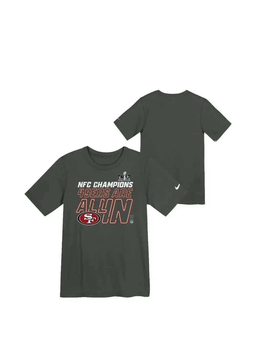 Футболка San Francisco 49ers, чемпионы конференции NFC 2023 года Nike Kids, серый — фото 2
