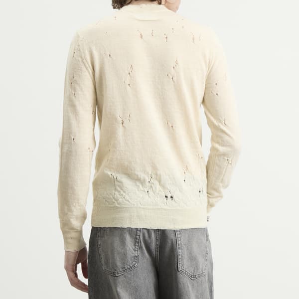 Вязаный джемпер с логотипом Numbers, выполненный в технике состаривания Mm6 Maison Margiela, off белый — фото 3