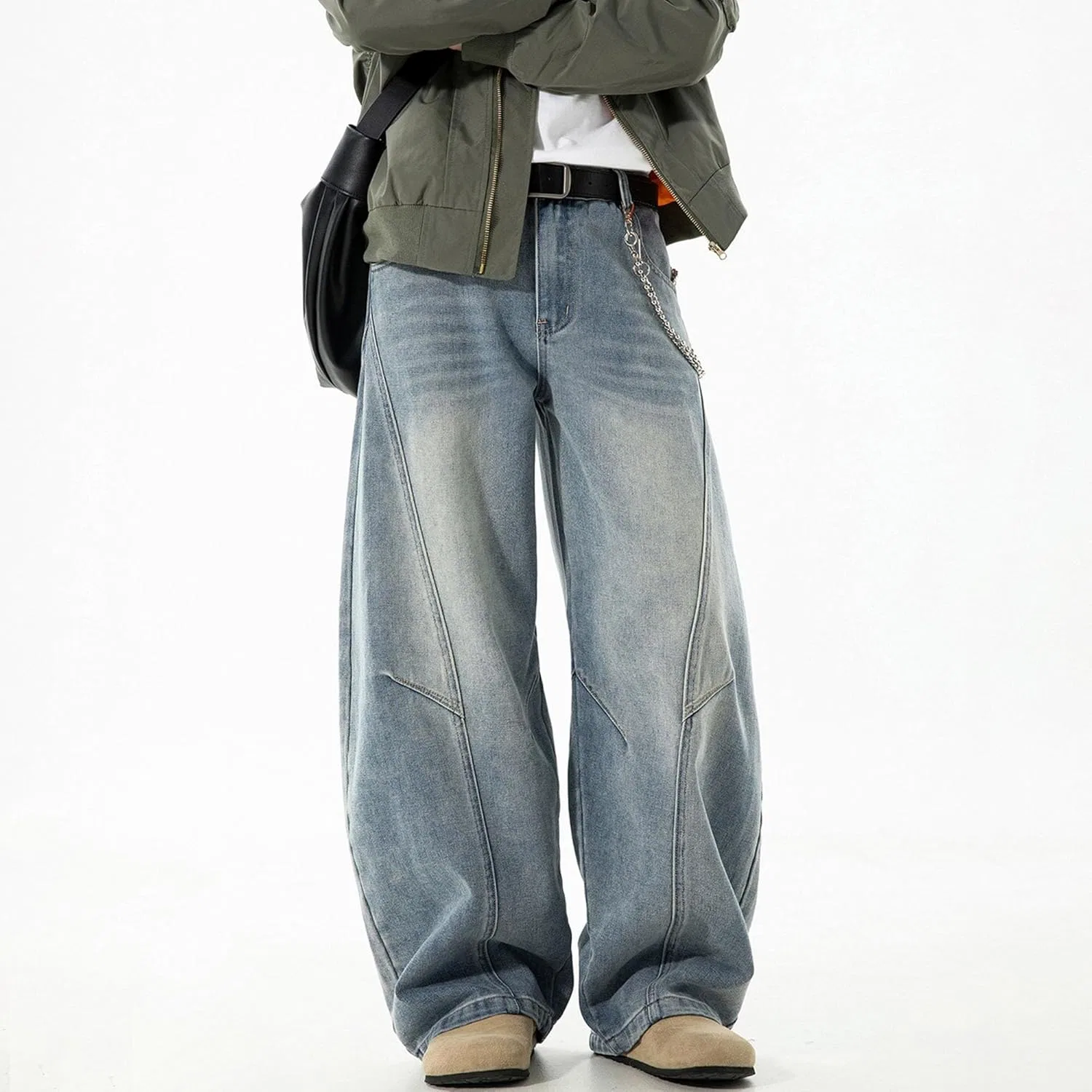 Джинсы свободные, Y2K, Oversized, голубые — фото 2
