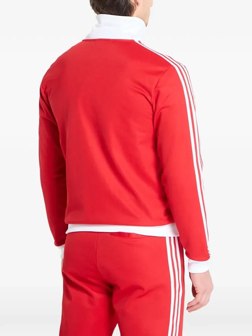 Спортивная кофта в полоску на молнии adidas, красный — фото 3