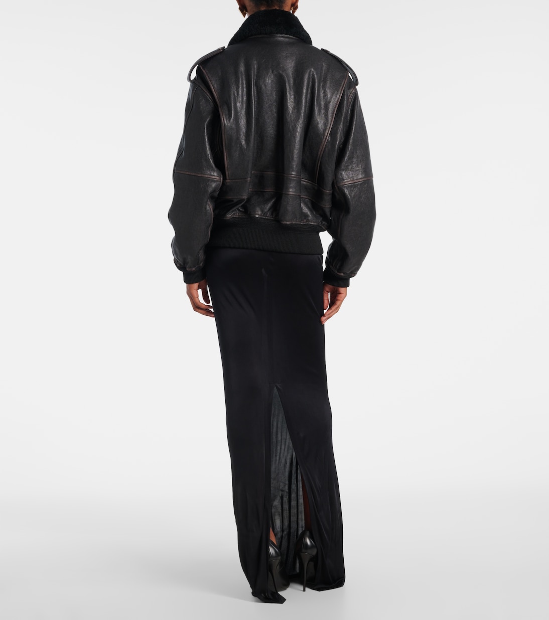 Кожаная куртка с отделкой из овчины Saint Laurent, Reglisse/Auburn/Noir — фото 3