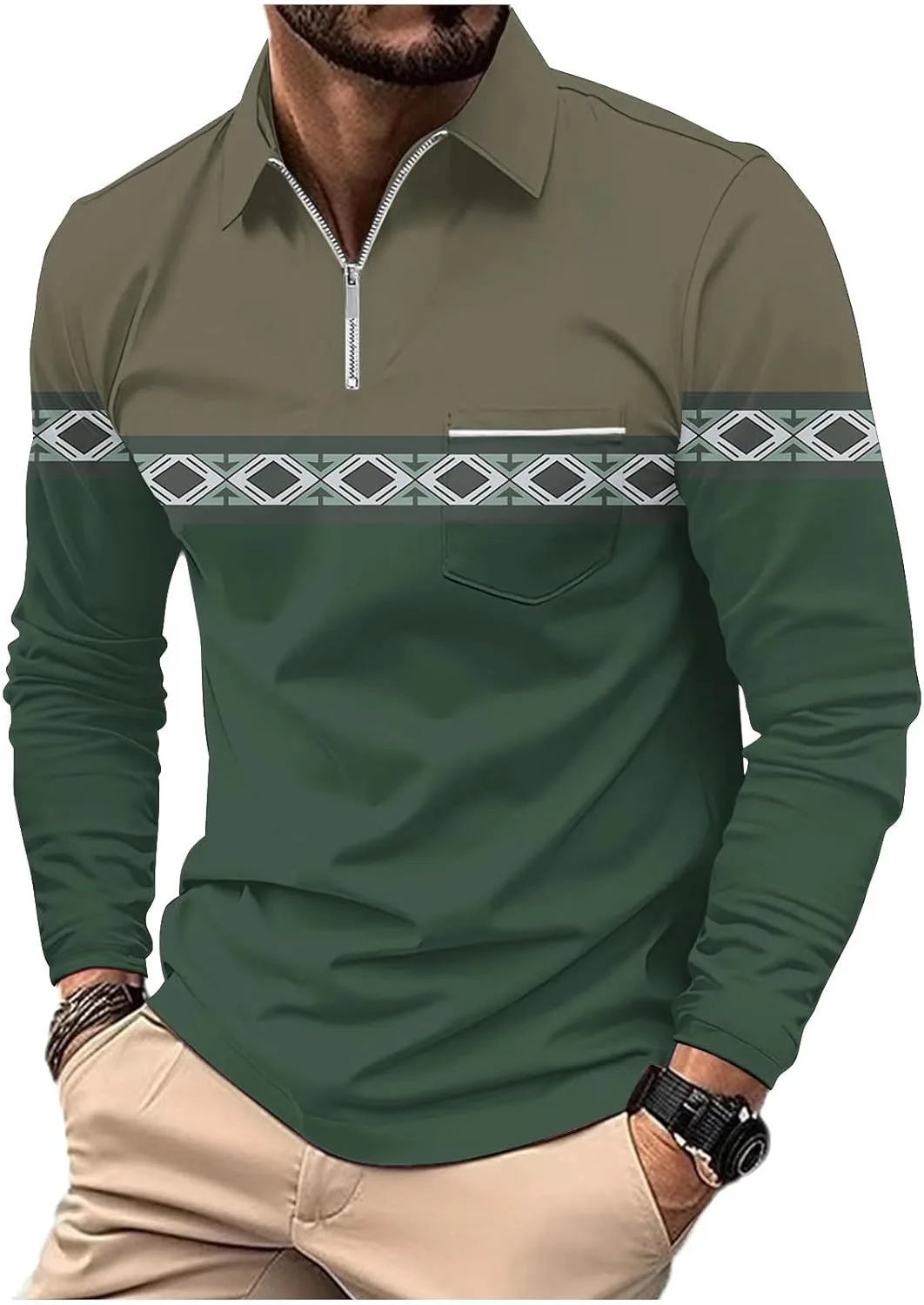 

Свитшот Muscularfit Quarter Zip с этническим принтом