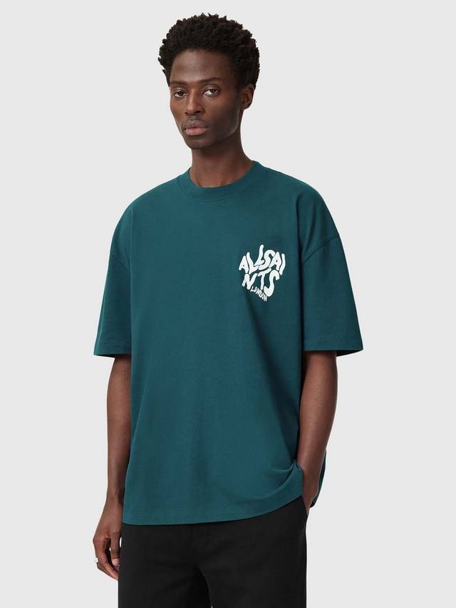 

Футболка orlando из органического хлопка oversize fit crew AllSaints, средний синий