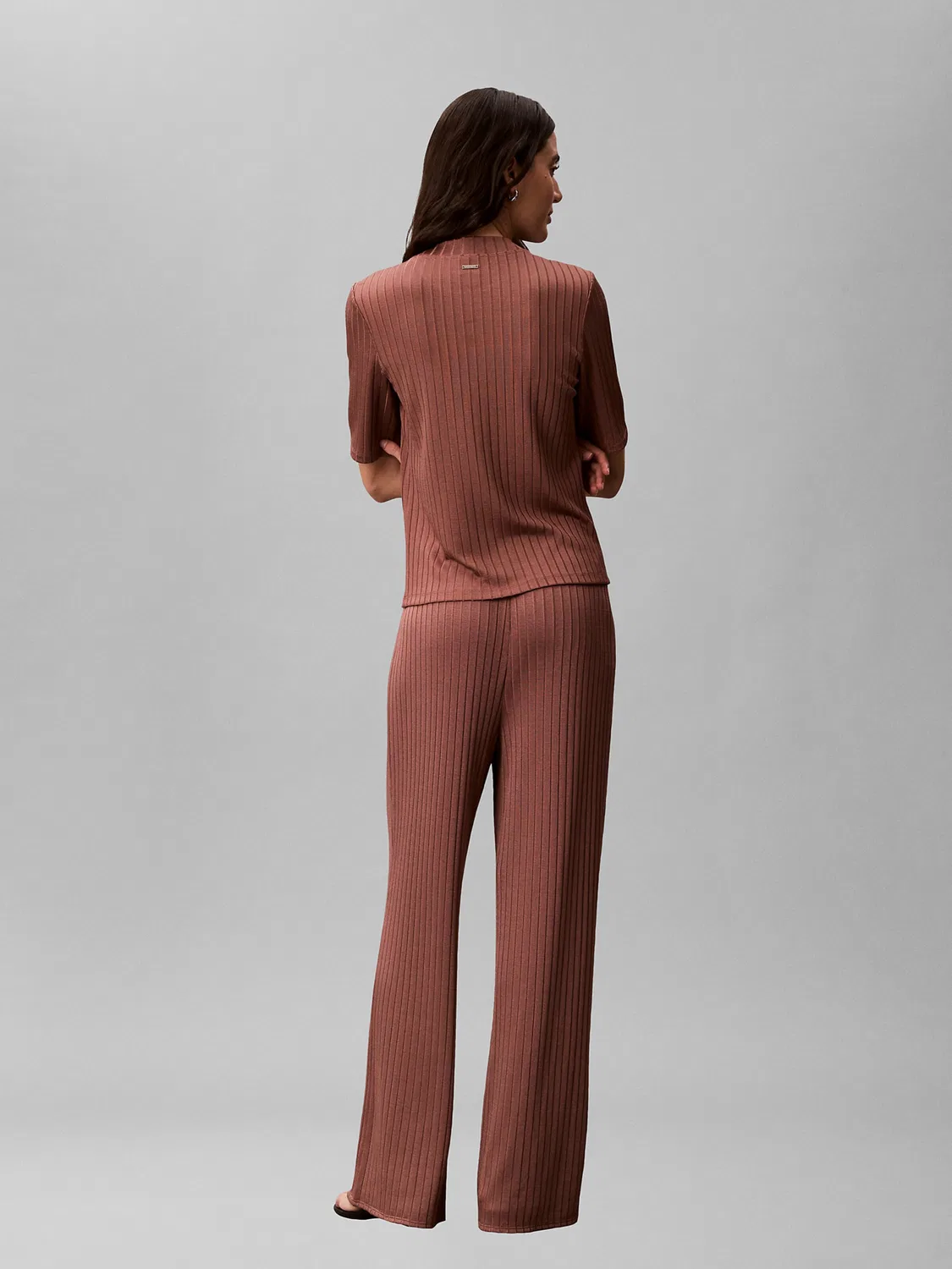 Широкие брюки Calvin Klein, цвет каштаново-коричневый — фото 4
