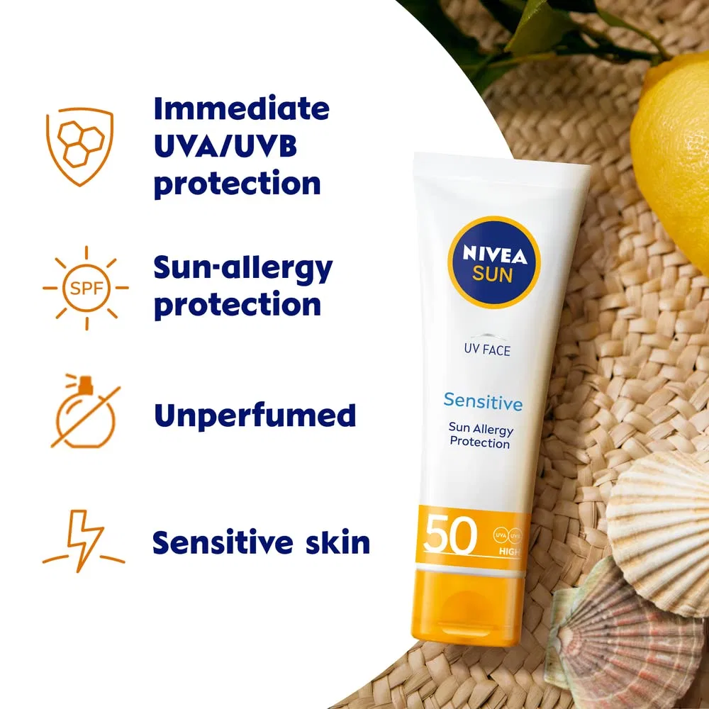 Солнцезащитный крем для чувствительной кожи Nivea Sun UV Face Soothing Sensitive SPF50 Nivea Sun — фото 2