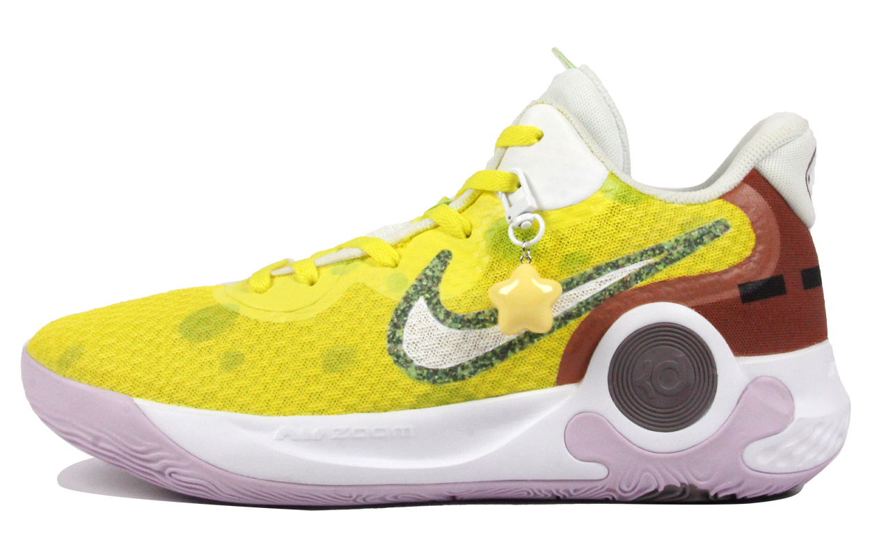 Nike Кроссовки баскетбольные мужские KD Trey 5 IX mid top, амортизация и воздухопроницаемость, винтажные, желтые и розовые — фото 3