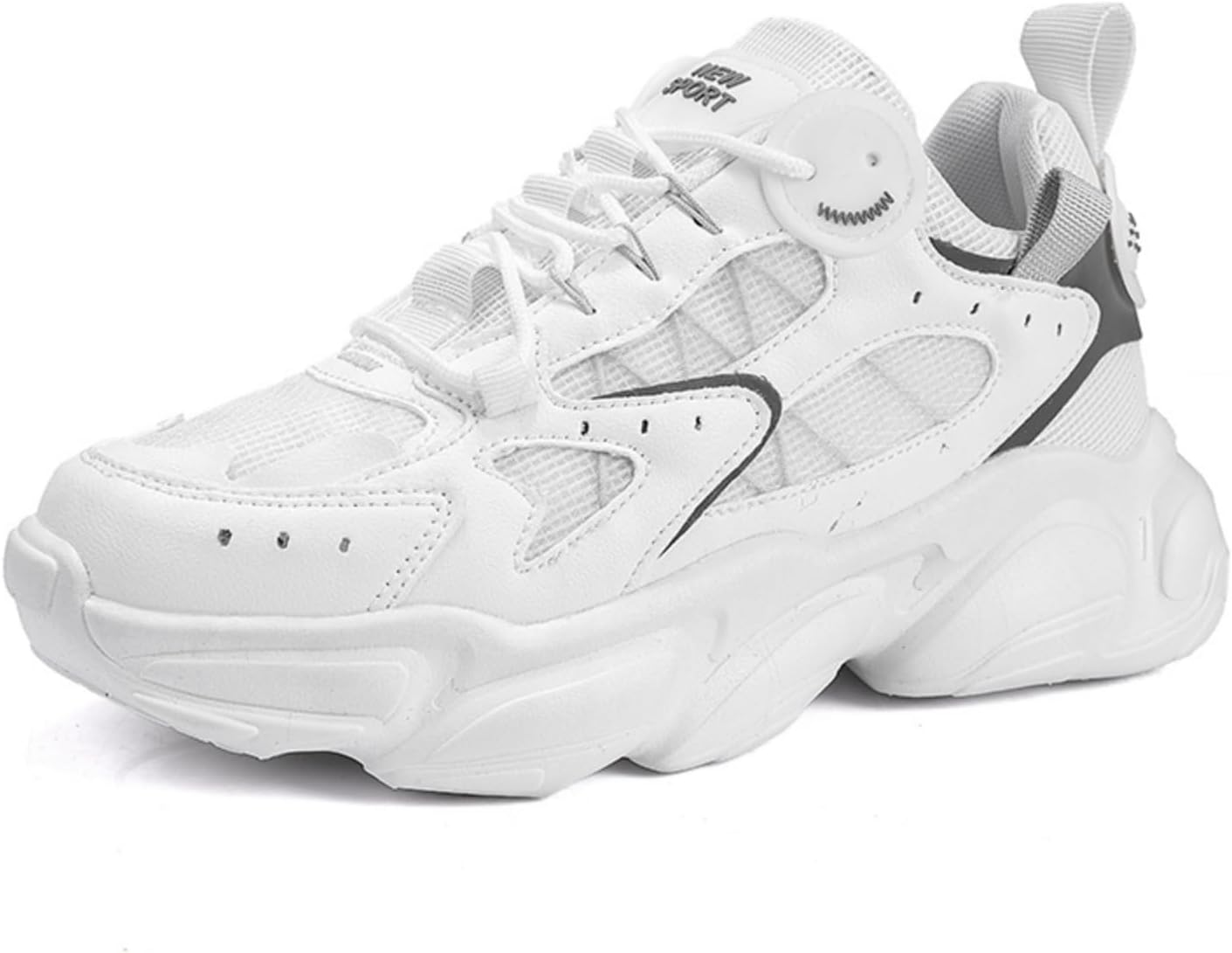 

Мужские кроссовки с множественными амортизаторами - дышащая сетка - для занятий в зале, тенниса, ходьбы и повседневной носки, легкие Khwfjas, белый