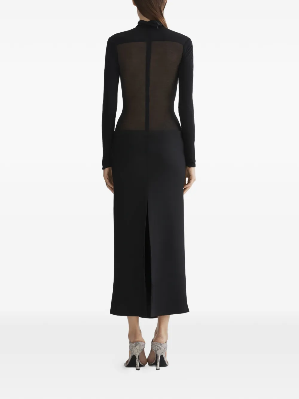 Платье с высоким воротником и длинными рукавами Mugler, черный — фото 4