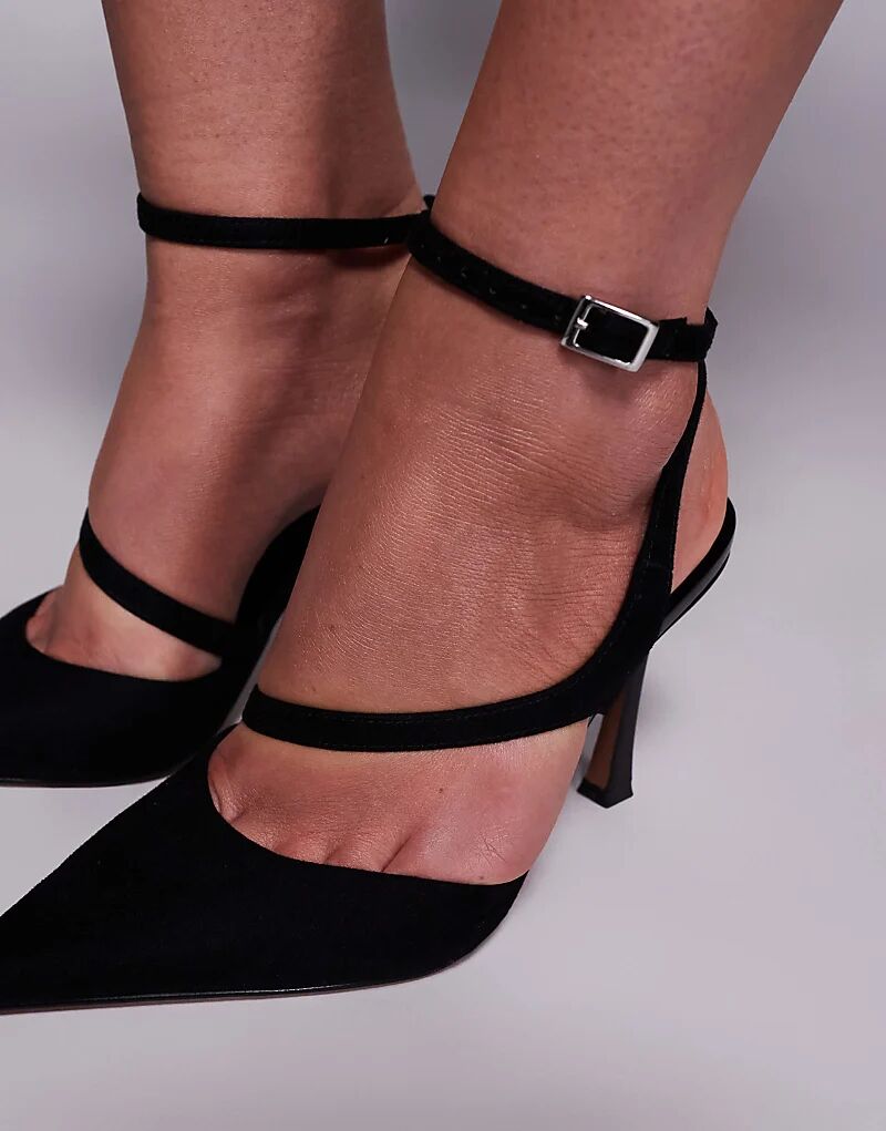 Туфли Wide Fit Past на высоком каблуке из черной замши ASOS DESIGN — фото 3